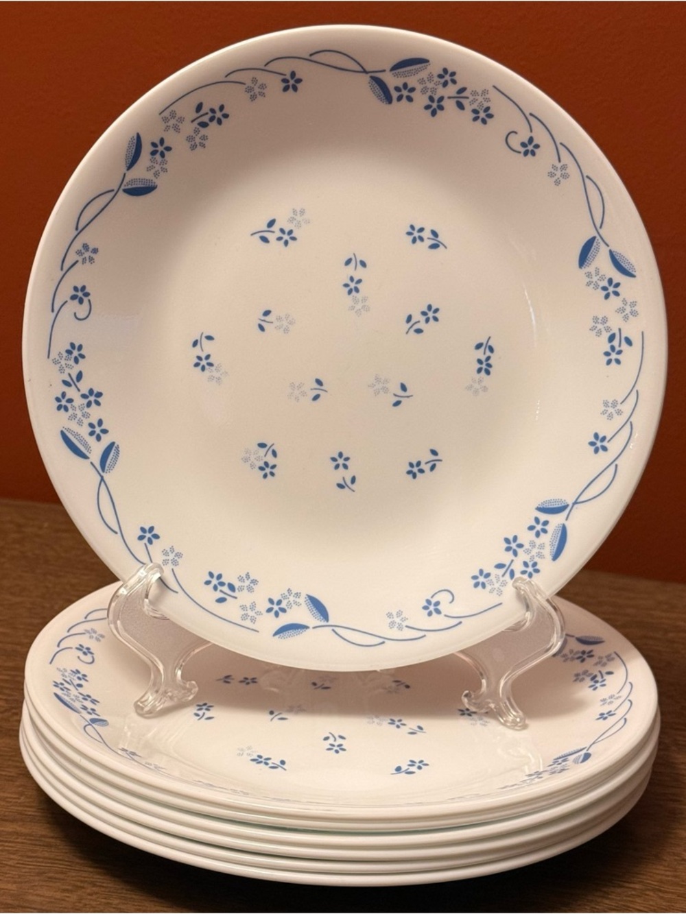 Vintage Corelle Set of 7 “Provincial Blue” Floral 6.75” Snack Plates EXCELLENT!